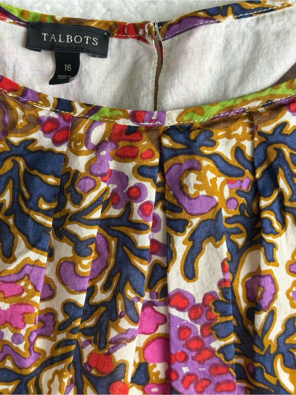 Talbots Lined Paisley Print Shell - Size 16 (XL) - Picture 7 of 15